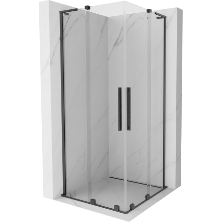 Mexen Velar L Duo 90 x 90 cm sliding shower cabin, transparent, brushed gun gray - 871-090-090-02-03-66