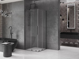 Mexen Velar L Duo sliding shower cabin 100 x 100 cm, transparent, brushed gun gray - 871-100-100-02-03-66