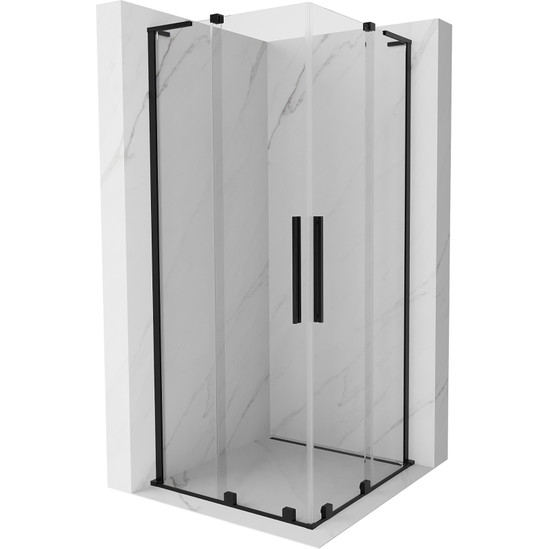 Mexen Velar L Duo sliding shower cabin 100 x 100 cm, transparent, black - 871-100-100-02-03-70