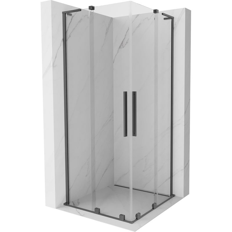 Mexen Velar L Duo sliding shower cabin 100 x 100 cm, transparent, gun metal - 871-100-100-02-03-95