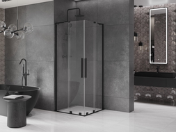 Mexen Velar L Duo sliding shower cabin 100 x 100 cm, transparent, black - 871-100-100-02-03-70