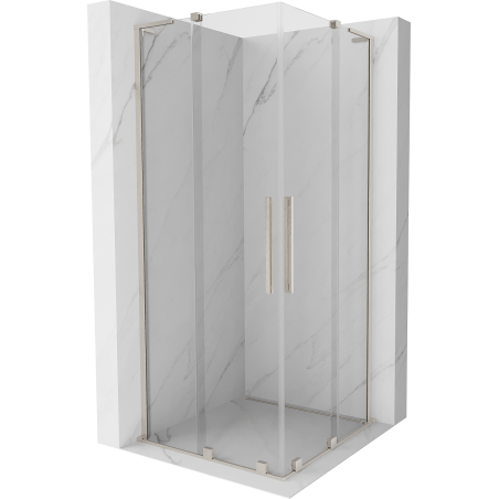 Mexen Velar L Duo sliding shower cabin 80 x 80 cm, transparent, brushed nickel - 871-080-080-02-03-97