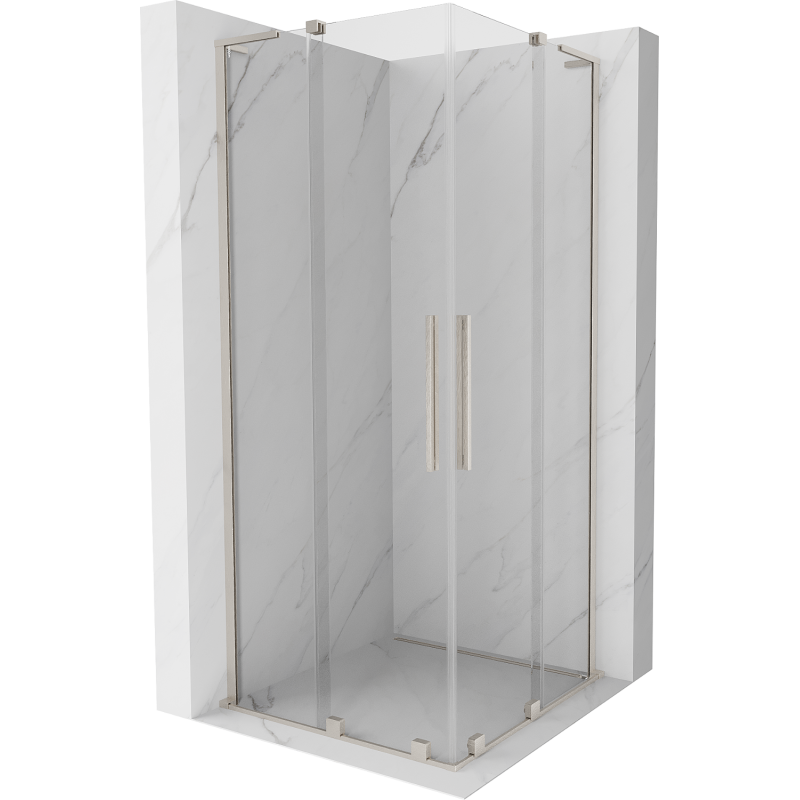 Mexen Velar L Duo sliding shower cabin 90 x 90 cm, transparent, brushed nickel - 871-090-090-02-03-97