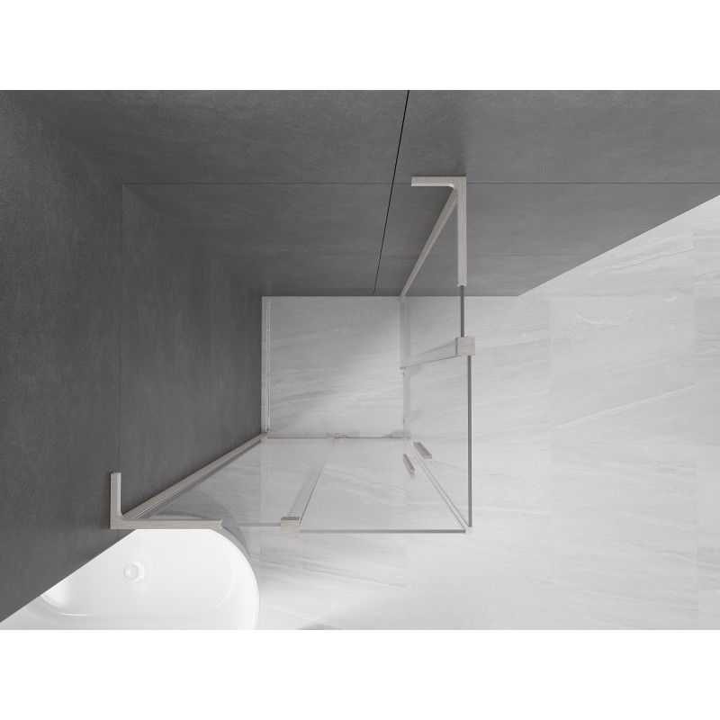 Mexen Velar L Duo sliding shower enclosure 90 x 90 cm, transparent, brushed nickel - 871-090-090-02-03-97