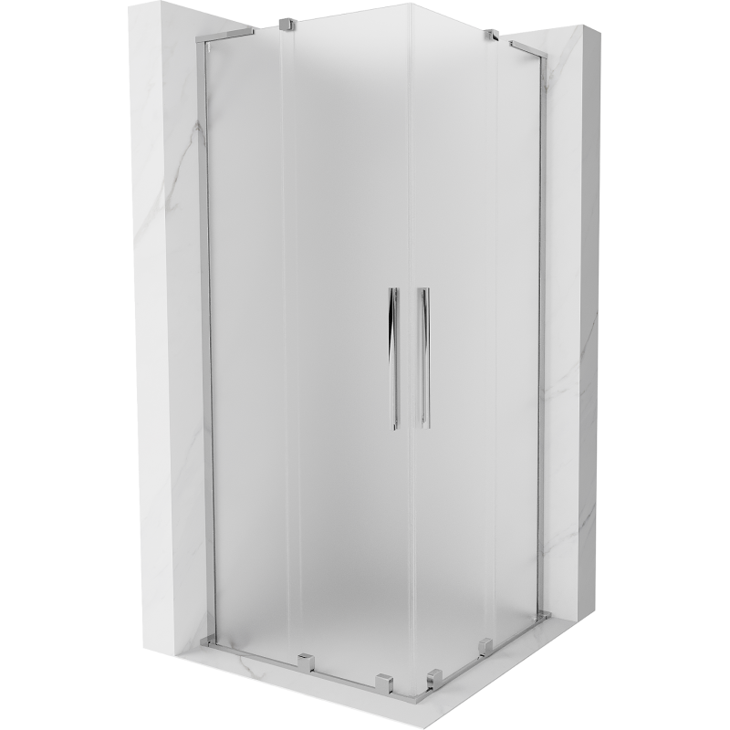 Mexen Velar L Duo sliding shower cabin 80 x 80 cm, frosted, chrome - 871-080-080-02-33-01