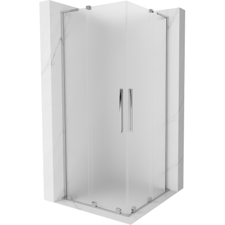 Mexen Velar L Duo sliding shower cabin 80 x 80 cm, frosted, chrome - 871-080-080-02-33-01