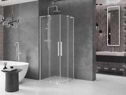 Mexen Velar L Duo sliding shower cabin 80 x 80 cm, frosted, chrome - 871-080-080-02-33-01