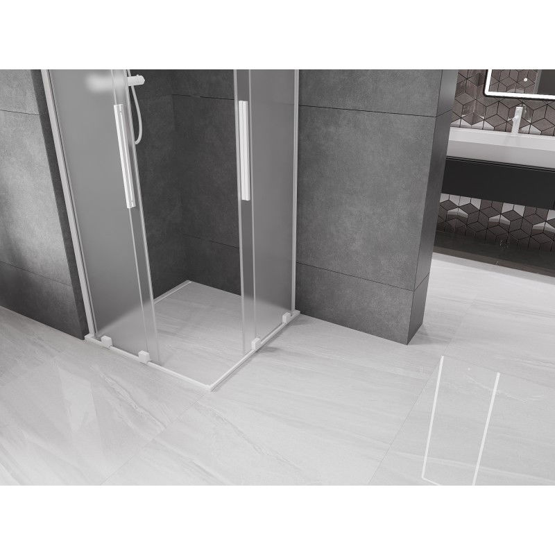 Mexen Velar L Duo sliding shower cabin 80 x 80 cm, frosted, white - 871-080-080-02-33-20