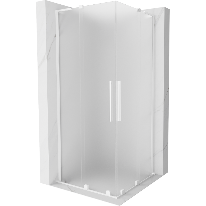 Mexen Velar L Duo sliding shower enclosure 90 x 90 cm, frosted, white - 871-090-090-02-33-20