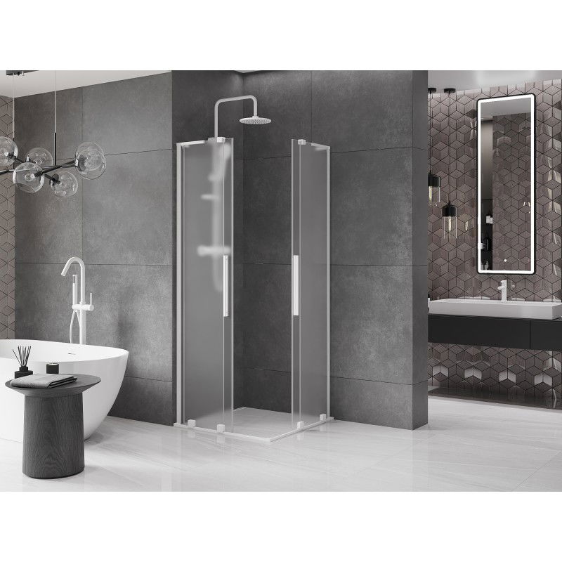 Mexen Velar L Duo sliding shower cabin 100 x 100 cm, frost, white - 871-100-100-02-33-20