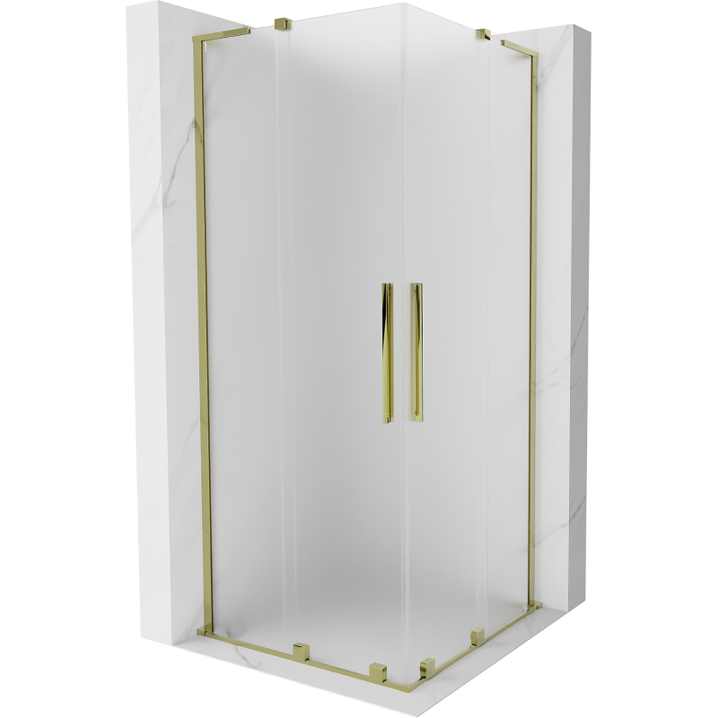 Mexen Velar L Duo sliding shower cabin 100 x 100 cm, frosted, gold - 871-100-100-02-33-50