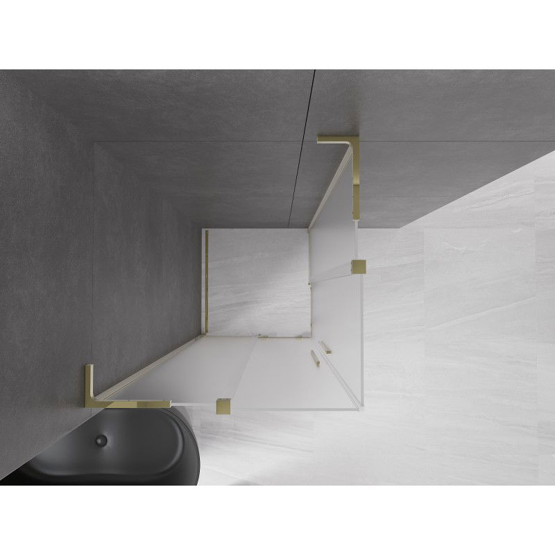 Mexen Velar L Duo sliding shower cabin 100 x 100 cm, frosted, gold - 871-100-100-02-33-50