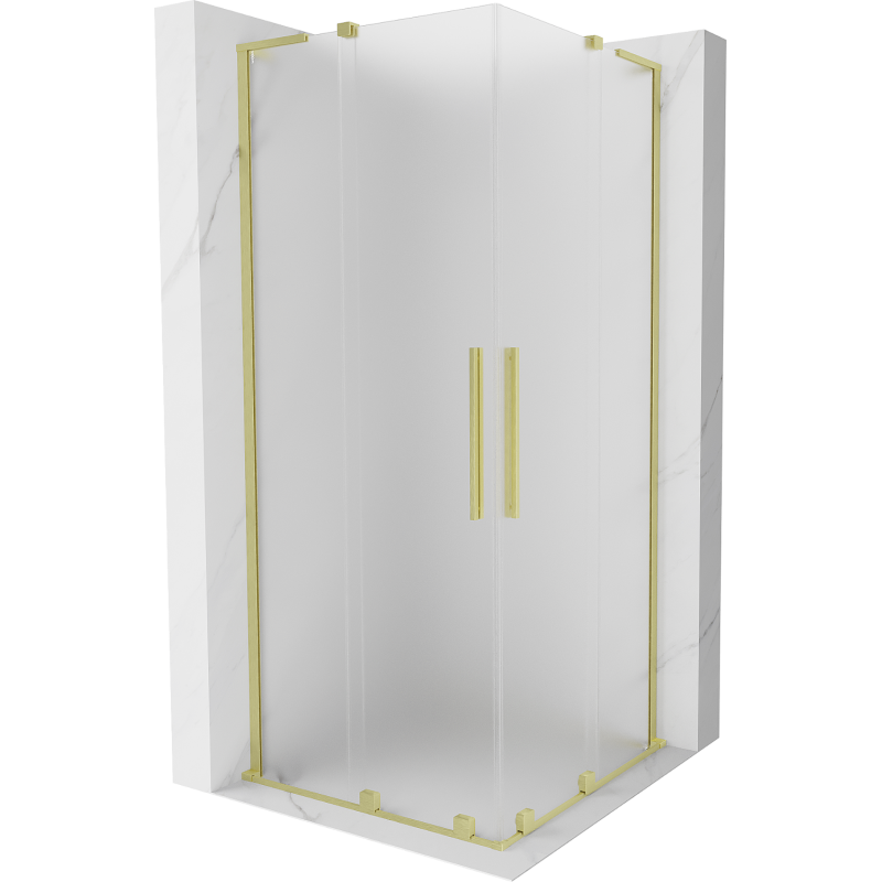 Mexen Velar L Duo Sliding Shower Enclosure 80 x 80 cm, Frosted, Brushed Gold - 871-080-080-02-33-55