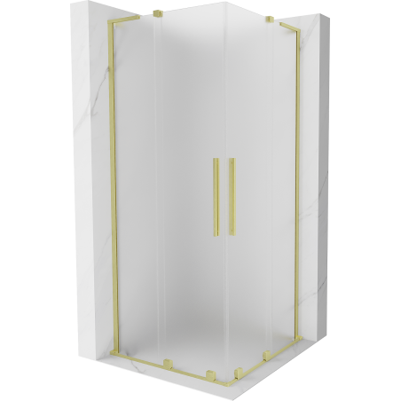 Mexen Velar L Duo Sliding Shower Enclosure 80 x 80 cm, Frosted, Brushed Gold - 871-080-080-02-33-55