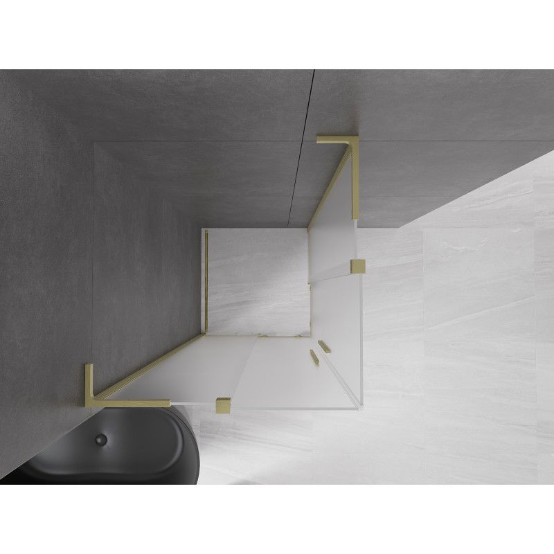 Mexen Velar L Duo Sliding Shower Enclosure 80 x 80 cm, Frosted, Brushed Gold - 871-080-080-02-33-55