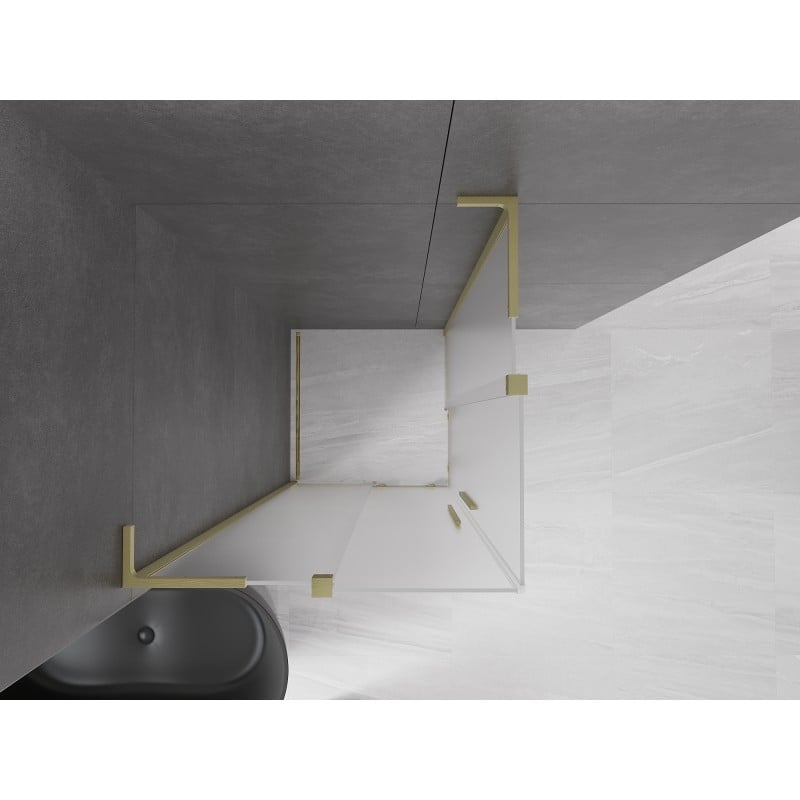 Mexen Velar L Duo Sliding Shower Enclosure 100 x 100 cm, Frosted, Brushed Gold - 871-100-100-02-33-55