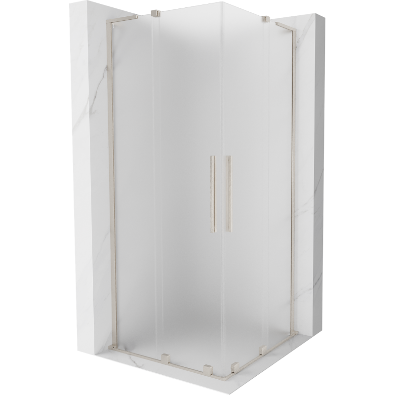 Mexen Velar L Duo Sliding Shower Enclosure 80 x 80 cm, Frost, Brushed Nickel - 871-080-080-02-33-97