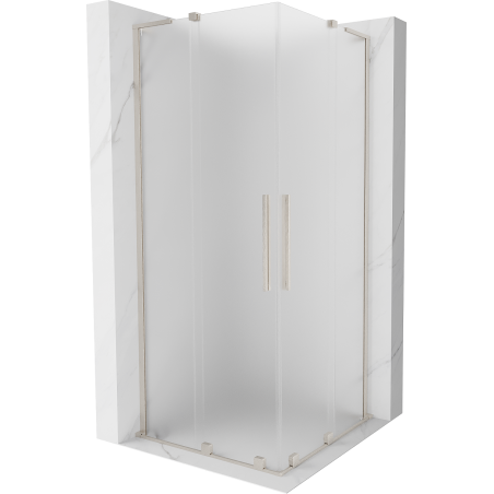Mexen Velar L Duo Sliding Shower Enclosure 80 x 80 cm, Frost, Brushed Nickel - 871-080-080-02-33-97
