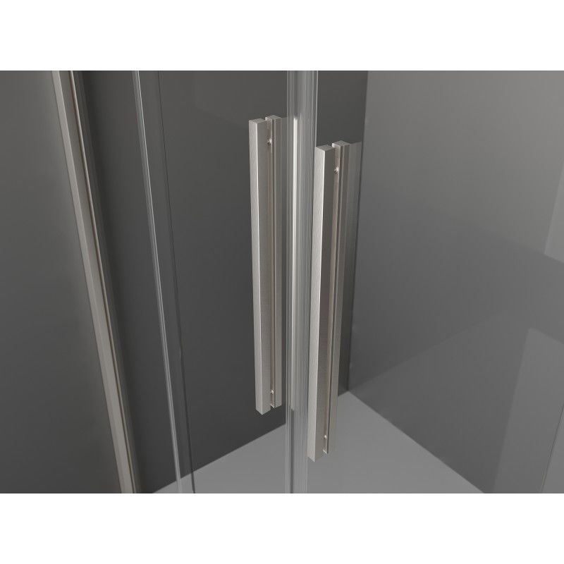 Mexen Velar L Duo Sliding Shower Enclosure 80 x 80 cm, Frosted, Brushed Nickel - 871-080-080-02-33-97