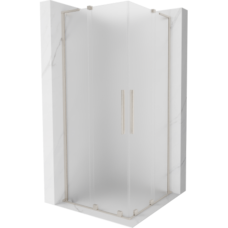 Mexen Velar L Duo sliding shower cabin 100 x 100 cm, frost, brushed nickel - 871-100-100-02-33-97