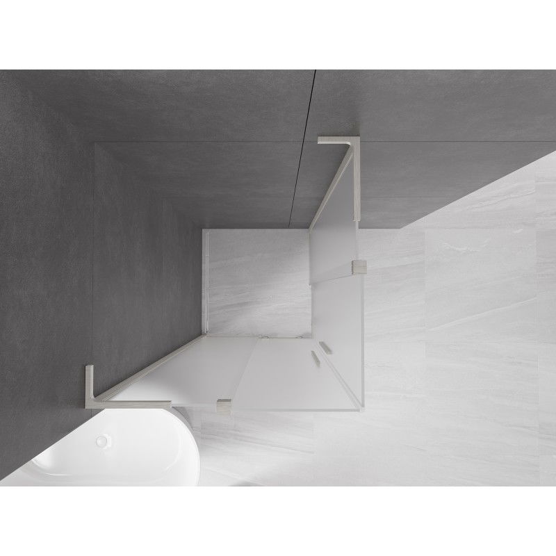 Mexen Velar L Duo sliding shower cabin 100 x 100 cm, frost, brushed nickel - 871-100-100-02-33-97