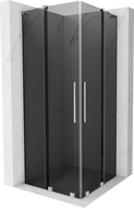 Mexen Velar L Duo sliding shower cabin 80 x 80 cm, graphite, brushed nickel - 871-080-080-02-43-97