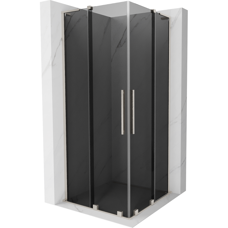 Mexen Velar L Duo sliding shower cabin 90 x 90 cm, graphite, brushed nickel - 871-090-090-02-43-97