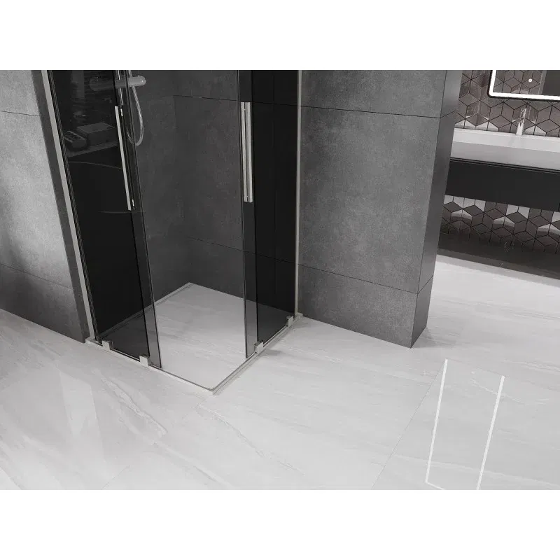 Mexen Velar L Duo Sliding Shower Cabin 80 x 80 cm, Graphite, Brushed Nickel - 871-080-080-02-43-97