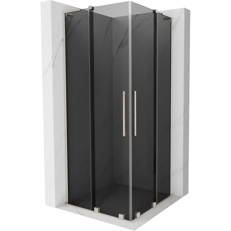 Mexen Velar L Duo sliding shower enclosure 100 x 100 cm, graphite, brushed nickel - 871-100-100-02-43-97