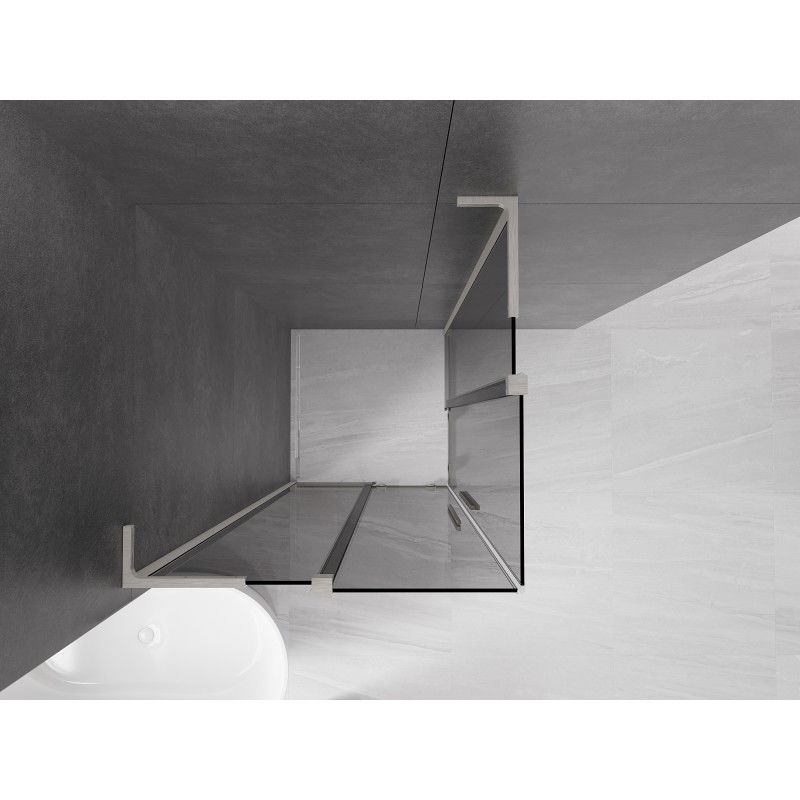 Mexen Velar L Duo sliding shower cabin 100 x 100 cm, graphite, brushed nickel - 871-100-100-02-43-97