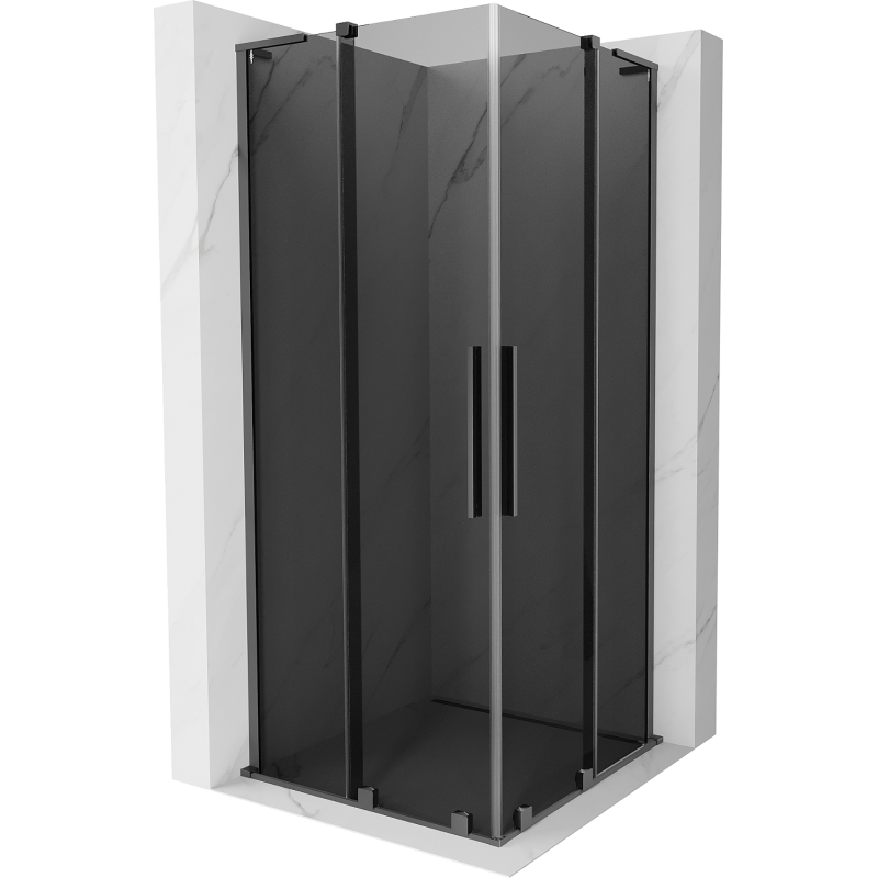 Mexen Velar L Duo sliding shower enclosure 80 x 80 cm, graphite, gun metal - 871-080-080-02-43-95