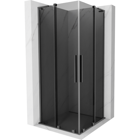 Mexen Velar L Duo sliding shower enclosure 80 x 80 cm, graphite, gun metal - 871-080-080-02-43-95