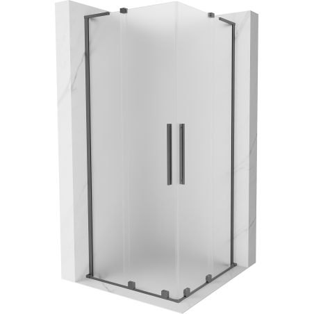 Mexen Velar L Duo sliding shower cabin 80 x 80 cm, frost, gun metal - 871-080-080-02-33-95