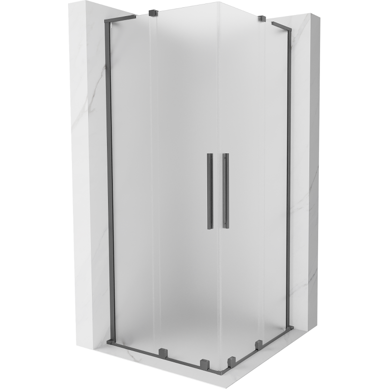 Mexen Velar L Duo sliding shower cabin 90 x 90 cm, frost, gun metal - 871-090-090-02-33-95