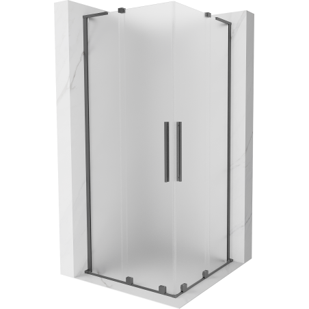 Mexen Velar L Duo sliding shower cabin 90 x 90 cm, frost, gun metal - 871-090-090-02-33-95