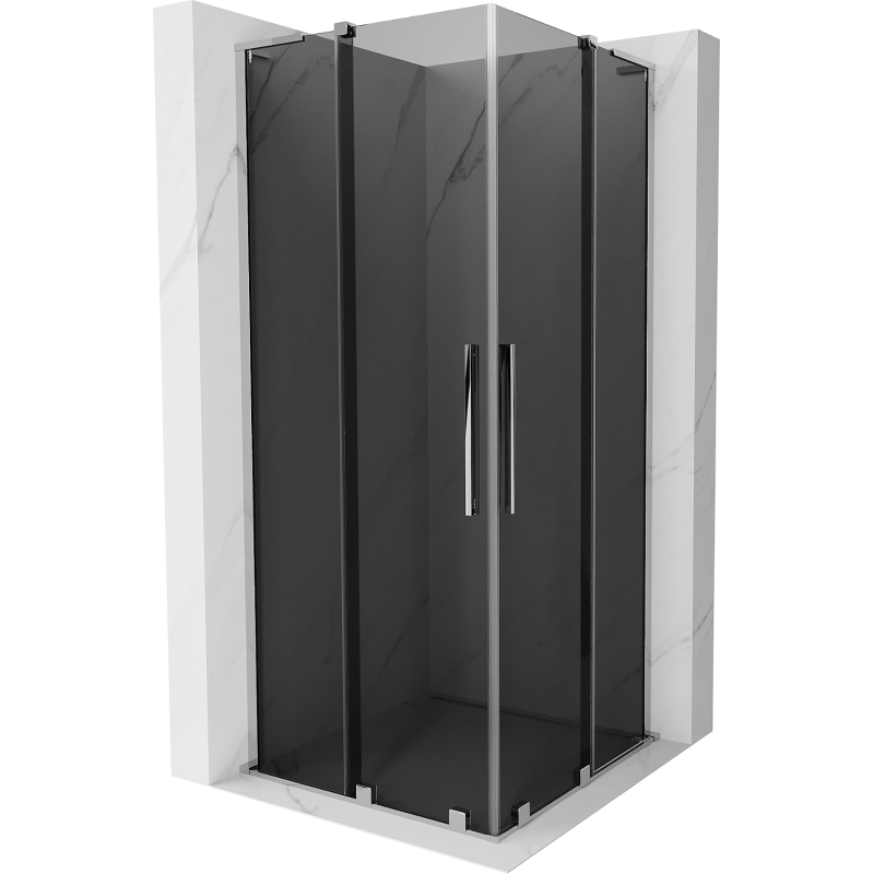 Mexen Velar L Duo sliding shower cabin 80 x 80 cm, graphite, chrome - 871-080-080-02-43-01
