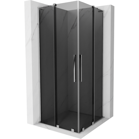 Mexen Velar L Duo sliding shower enclosure 100 x 100 cm, graphite, chrome - 871-100-100-02-43-01
