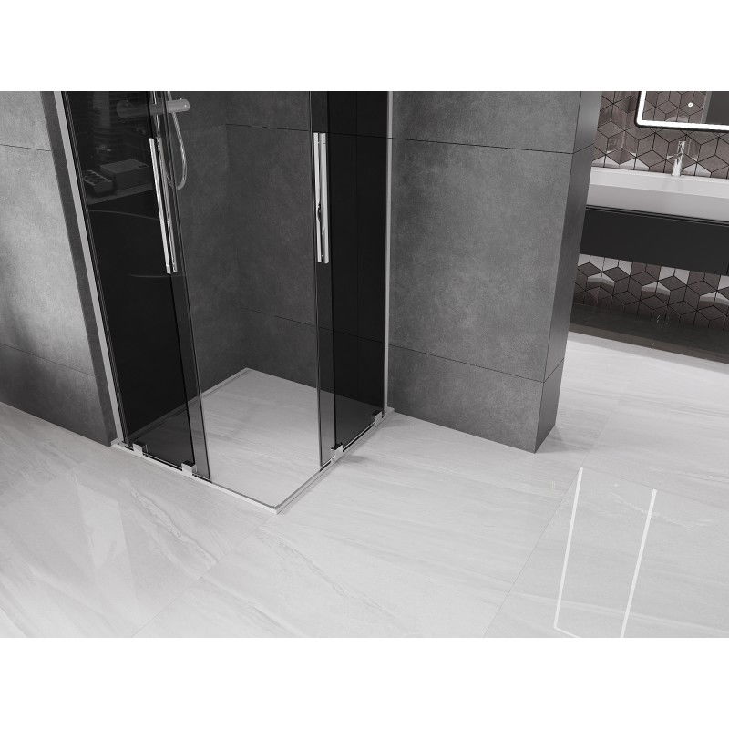 Mexen Velar L Duo sliding shower cabin 100 x 100 cm, graphite, chrome - 871-100-100-02-43-01