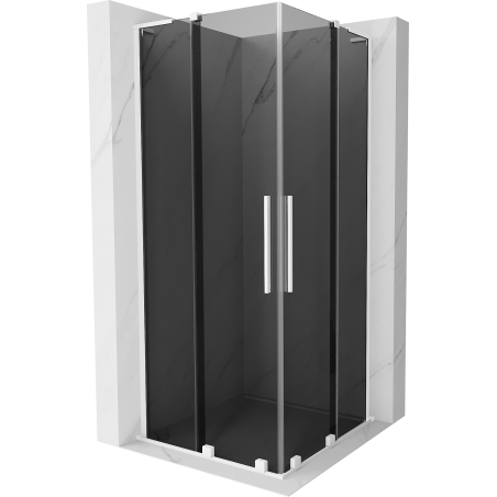 Mexen Velar L Duo sliding shower cabin 80 x 80 cm, graphite, white - 871-080-080-02-43-20