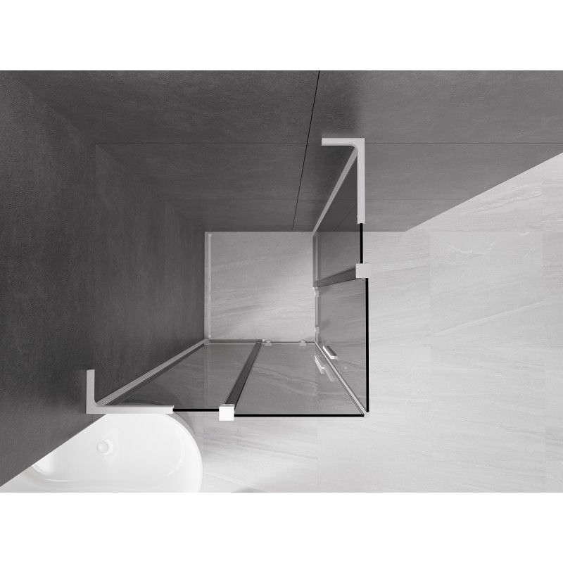 Mexen Velar L Duo sliding shower cabin 80 x 80 cm, graphite, white - 871-080-080-02-43-20