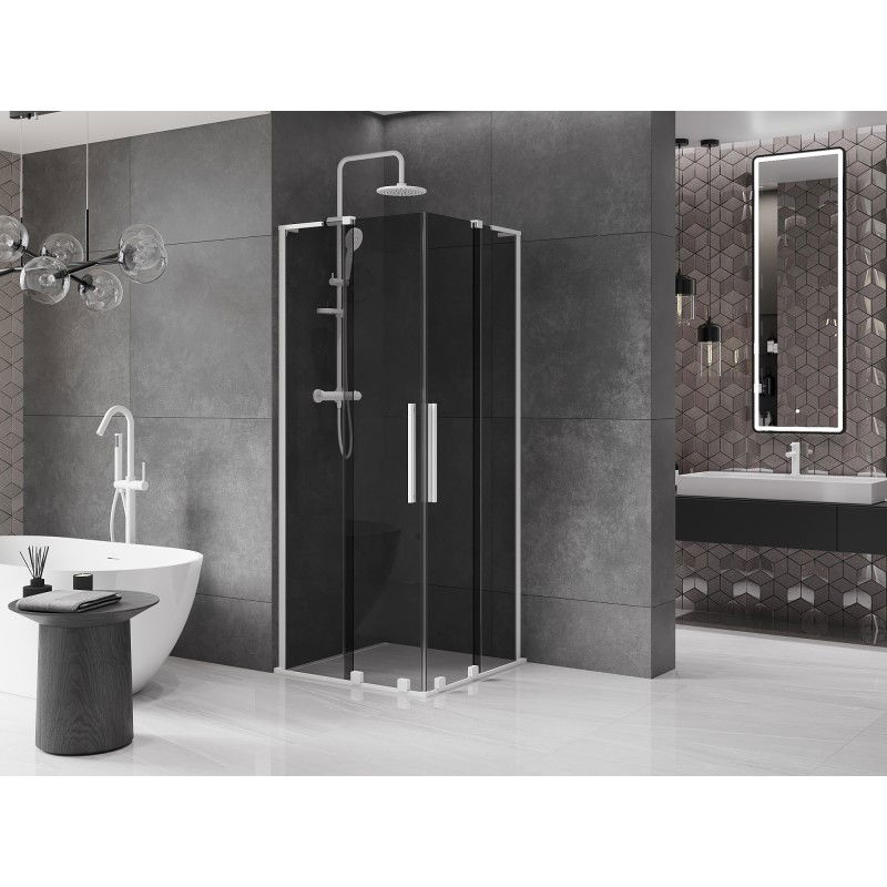 Mexen Velar L Duo sliding shower cabin 100 x 100 cm, graphite, white - 871-100-100-02-43-20