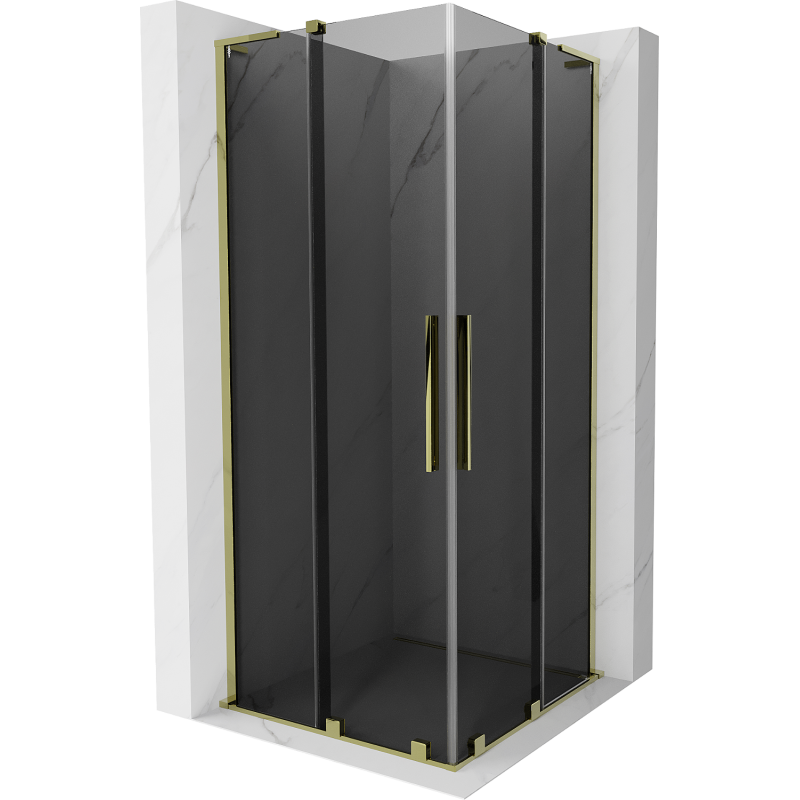 Mexen Velar L Duo sliding shower enclosure 80 x 80 cm, graphite, gold - 871-080-080-02-43-50