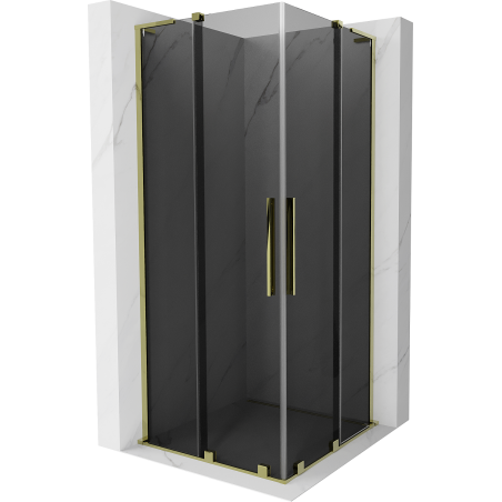 Mexen Velar L Duo sliding shower enclosure 80 x 80 cm, graphite, gold - 871-080-080-02-43-50