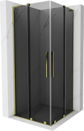 Mexen Velar L Duo sliding shower enclosure 80 x 80 cm, graphite, gold - 871-080-080-02-43-50