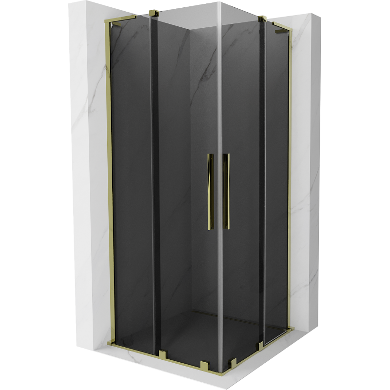 Mexen Velar L Duo Sliding Shower Cabin 100 x 100 cm, Graphite, Gold - 871-100-100-02-43-50
