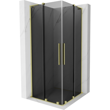 Mexen Velar L Duo Sliding Shower Enclosure 80 x 80 cm, Graphite, Brushed Gold - 871-080-080-02-43-55