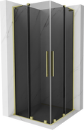Mexen Velar L Duo sliding shower enclosure 90 x 90 cm, graphite, brushed gold - 871-090-090-02-43-55