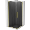 Mexen Velar L Duo sliding shower enclosure 100 x 100 cm, graphite, brushed gold - 871-100-100-02-43-55