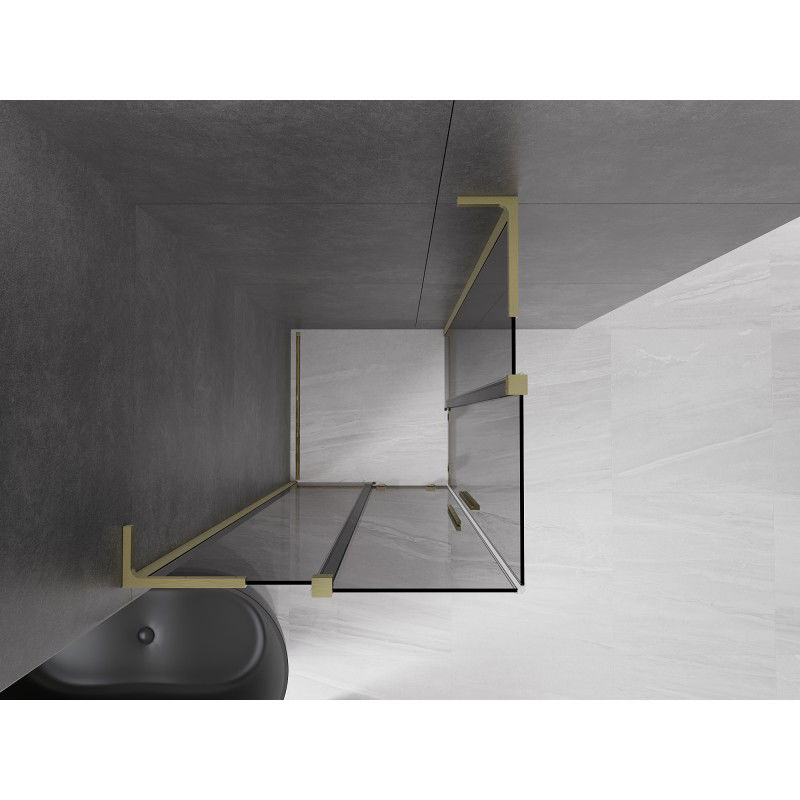 Mexen Velar L Duo sliding shower enclosure 100 x 100 cm, graphite, brushed gold - 871-100-100-02-43-55