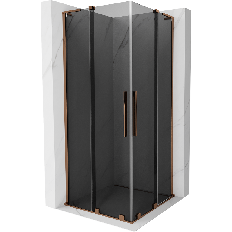 Mexen Velar L Duo Sliding Shower Enclosure 80 x 80 cm, Graphite, Rose Gold - 871-080-080-02-43-60